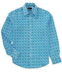 Quieti Linen Box Print Long Sleeve Woven Shirt