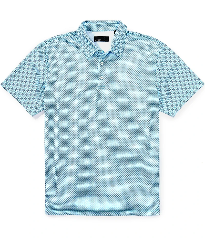 Quieti Performance Stretch Geo Print Short Sleeve Polo Shirt
