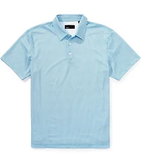 Quieti Performance Stretch Geo Print Short Sleeve Polo Shirt