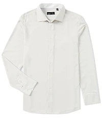 Quieti Stretch Solid Textured Dobby Long Sleeve Woven Shirt