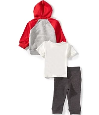 Quiksilver Baby Boys Long Sleeve Color Block Hooded Jacket, Coordinating Jogger Pants & Short Sleeve Logo/Graphic Jersey T-Shirt