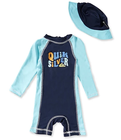 Quiksilver Baby Boys Long-Sleeve Color Block Rashguard One-Piece Swimsuit