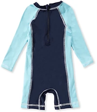Quiksilver Baby Boys Long-Sleeve Color Block Rashguard One-Piece Swimsuit