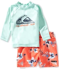 Quiksilver Baby Boys Long Sleeve Rash-guard and Trunks Two Piece Set