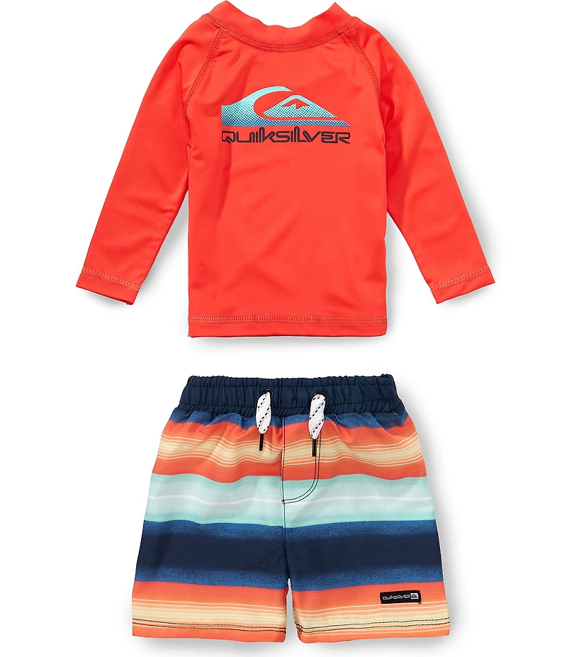 Quiksilver Baby Boys Long Sleeve Rashguard Shirt and Board Shorts 2-Piece Set