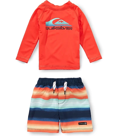 Quiksilver Baby Boys Long Sleeve Rashguard Shirt and Board Shorts 2-Piece Set