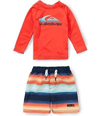 Quiksilver Baby Boys Long Sleeve Rashguard Shirt and Board Shorts 2-Piece Set