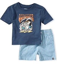 Quiksilver Baby Boys Short-Sleeve Bold Surf Graphic T-Shirt & Striped Shorts Set