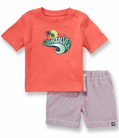 Quiksilver Baby Boys Short-Sleeve Logo T-Shirt & Striped Shorts Set