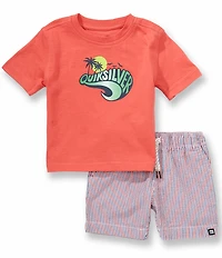 Quiksilver Baby Boys Short-Sleeve Logo T-Shirt & Striped Shorts Set