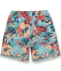 Quiksilver Big Boys Blue Floral Surf Silk Volley Trunks
