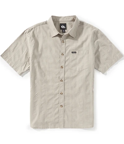 Quiksilver Dobby Stripe Collared Neckline Short Sleeve Button Front Seersucker Shirt