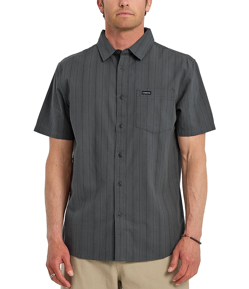 Quiksilver Dobby Stripe Collared Neckline Short Sleeve Button Front Seersucker Shirt