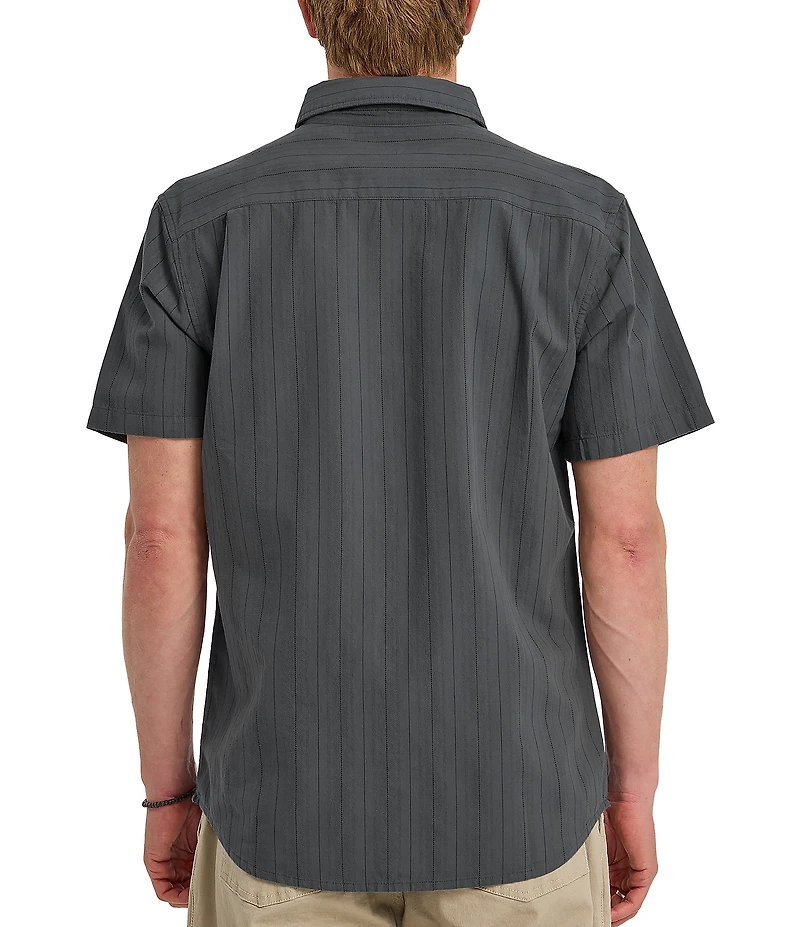 Quiksilver Dobby Stripe Collared Neckline Short Sleeve Button Front Seersucker Shirt