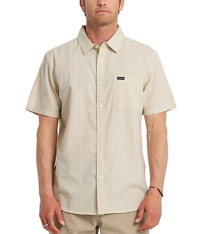 Quiksilver Dobby Stripe Collared Neckline Short Sleeve Button Front Seersucker Shirt