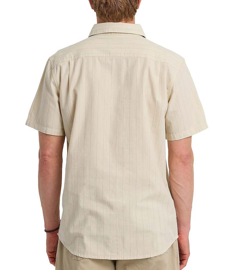 Quiksilver Dobby Stripe Collared Neckline Short Sleeve Button Front Seersucker Shirt