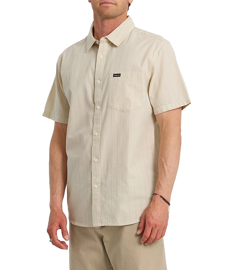 Quiksilver Dobby Stripe Collared Neckline Short Sleeve Button Front Seersucker Shirt