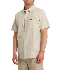 Quiksilver Dobby Stripe Collared Neckline Short Sleeve Button Front Seersucker Shirt