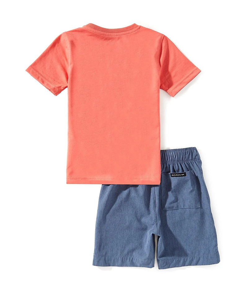 Quiksilver Little Boys Short Sleeve Graphic T-Shirt & Heathered Shorts Set