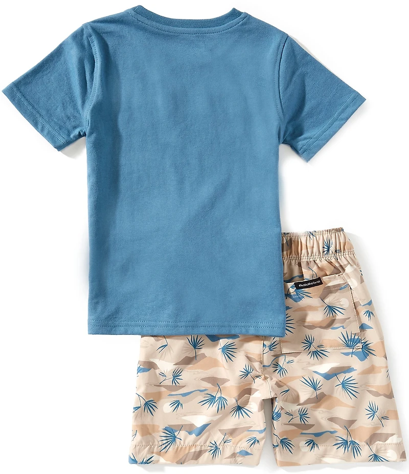 Quiksilver Little Boys Short Sleeve Graphic T-Shirt & Printed Shorts Set