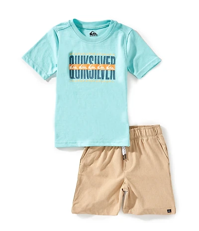 Quiksilver Little Boys Short Sleeve Graphic Logo T-Shirt & Shorts 2-Piece Set