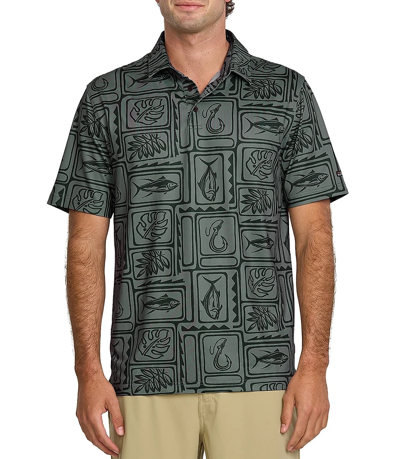 Quiksilver Waterman Fish Short Sleeve Polo Shirt