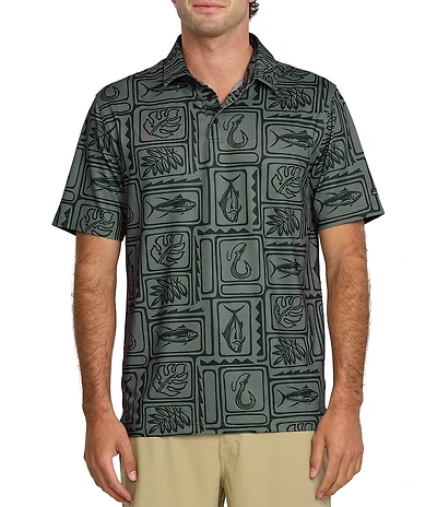 Quiksilver Waterman Fish Short Sleeve Polo Shirt