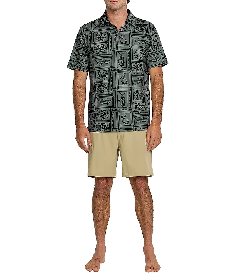 Quiksilver Waterman Fish Short Sleeve Polo Shirt