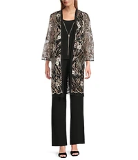 R & M Richards Multi Needle Sequence Duster 3-Piece Pantsuit