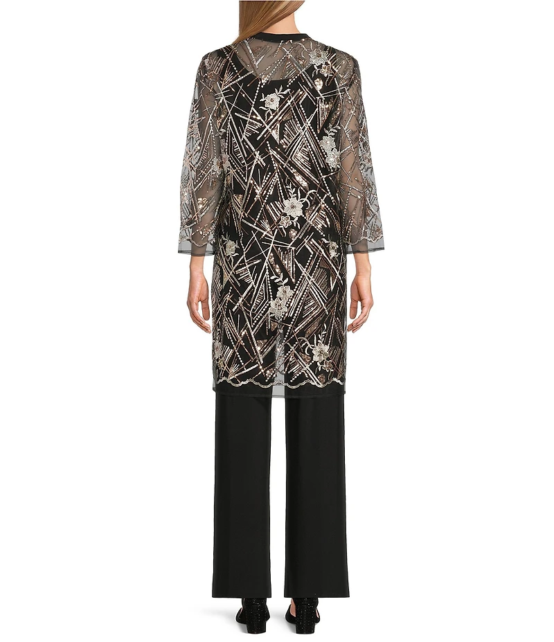 R & M Richards Multi Needle Sequence Duster 3-Piece Pantsuit
