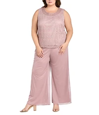 R & M Richards 3 Piece Beaded Duster Pant Set