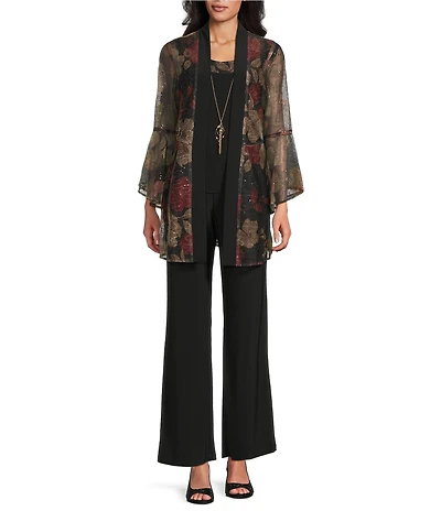 R & M Richards 3-Piece Sequin Mesh Pant Set