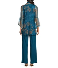 R & M Richards 3-Piece Sequin Mesh Pant Set