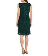 R & M Richards 3/4 Sleeve Beaded Crew Neck Lace 2-Piece Jacket Dress