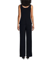 R & M Richards 3/4 Sleeve Crew Neck Embroidered Soutache 3-Piece Pant Set