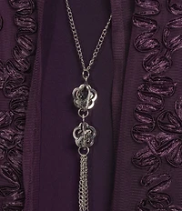 R & M Richards 3/4 Sleeve Crew Neck Embroidered Soutache 3-Piece Pant Set