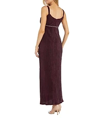 R & M Richards 3/4 Sleeve Crew Neck Front Slit Pleated 2-Piece Jacket Dress