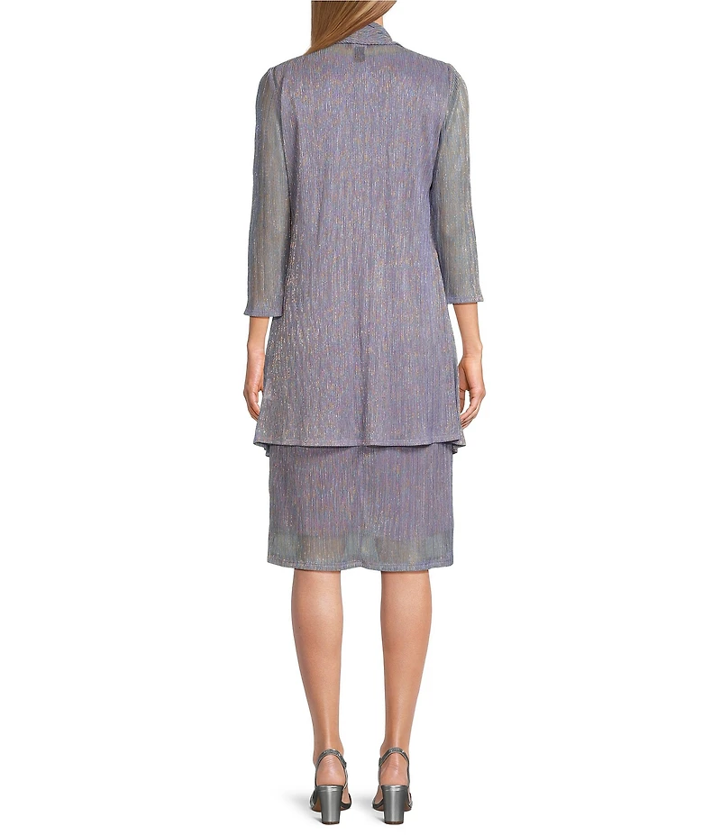 R & M Richards 3/4 Sleeve Crinkled Jacket Dress