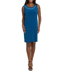 R & M Richards 3/4 Sleeve Rhinestone Trim 2 Piece Jacket Dress