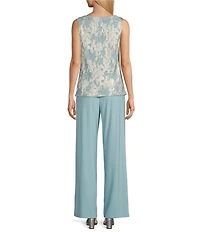 R & M Richards 3/4 Sleeve Scoop Neck 3-Piece Pant Set