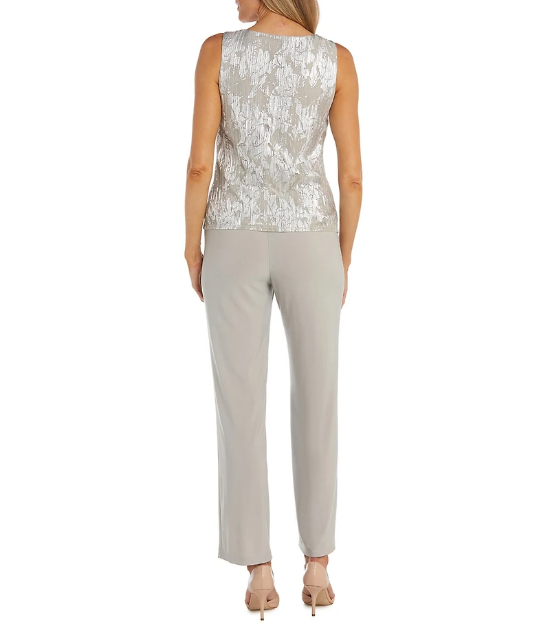 R & M Richards 3/4 Sleeve Scoop Neck 3-Piece Pant Set
