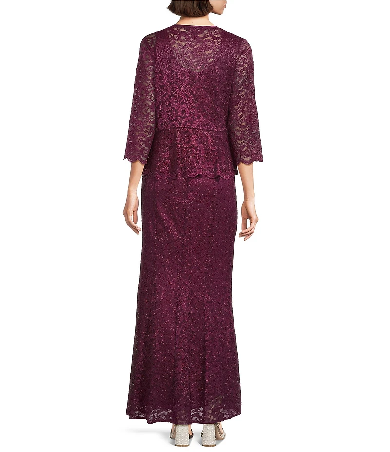 R & M Richards 3/4 Sleeve Scoop Neck Lace 2-Piece Jacket Dress