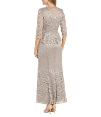 R & M Richards 3/4 Sleeve Scoop Neck Lace 2-Piece Jacket Dress
