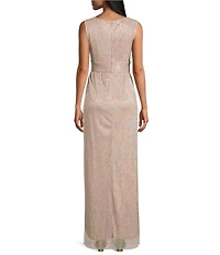 R & M Richards 3/4 Sleeve Surplice V-Neck Matte Jersey Chiffon 2-Piece Jacket Dress