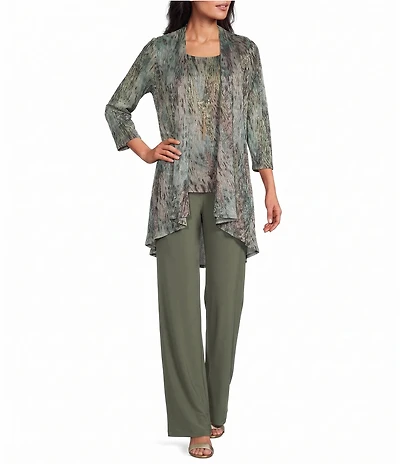 R & M Richards Animal Print Metallic Crinkle Duster 3 Piece Set
