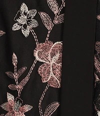 R & M Richards Bell Sleeve Scoop Neck Embroidered Mesh 3-Piece Duster Pant Set