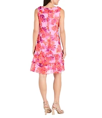 R & M Richards Cowl Neck Floral Printed Dress