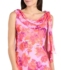 R & M Richards Cowl Neck Floral Printed Dress