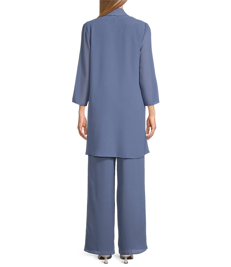 R & M Richards Crepe Chiffon 3/4 Sleeve 3-Piece Pantsuit