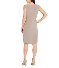 R & M Richards Crew Neck 3/4 Sleeve Embroidered Sequin 2-Piece Jacket Dress